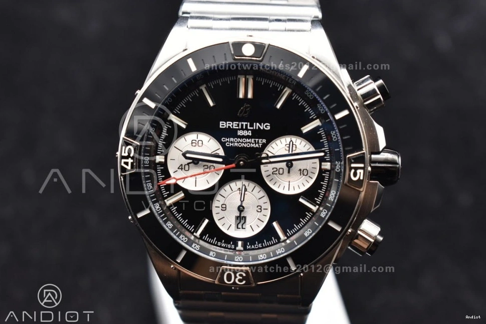 Black A7750 on SS 1:1 Chronomat Dial 44mm Edition BLSF Best B01 SS Bracelet 1105